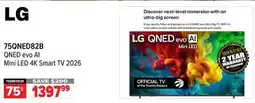 2001 Audio Video 75QNED82B LG 75 QNED evo AI Mini LED 4K Smart TV 2026 offer