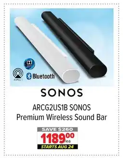 2001 Audio Video ARCG2US1B SONOS Premium Wireless Sound Bar offer