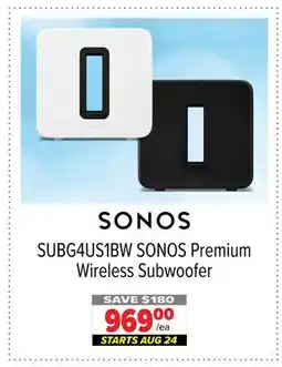 2001 Audio Video SUBG4US1BW SONOS Premium Wireless Subwoofer offer