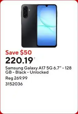 Staples Samsung Galaxy A17 5G 6.7 - 128 GB - Black - Unlocked offer