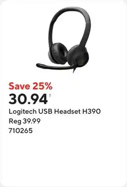 Staples Logitech USB Headset H390 offer