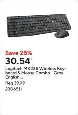 Staples Logitech MK235 Wireless Keyboard & Mouse Combo - Grey - English (920-007897) offer