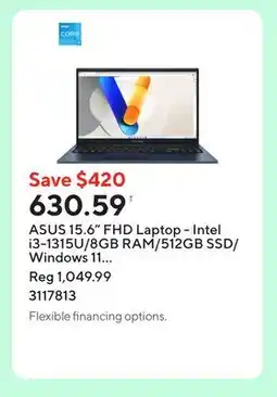 Staples ASUS 15.6 FHD Laptop - Intel i3-1315U/8GB RAM/512GB SSD/Windows 11 Home offer