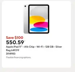 Staples Apple iPad 11 - A16 Chip - Wi-Fi - 128 GB - Silver offer
