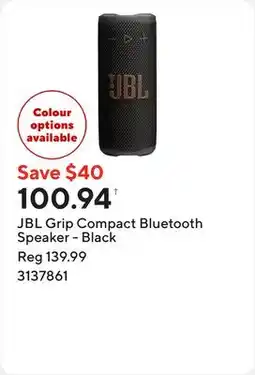 Staples JBL Grip Compact Bluetooth Speaker - Black offer