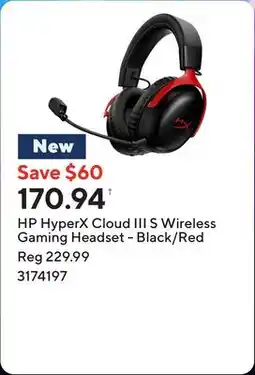Staples HP HyperX Cloud III S Wireless Gaming Headset - Black/Red offer