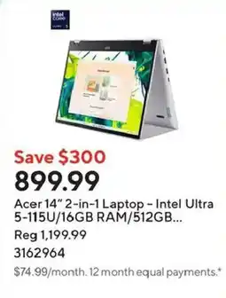 Staples Acer 14" 2-in-1 Laptop offer