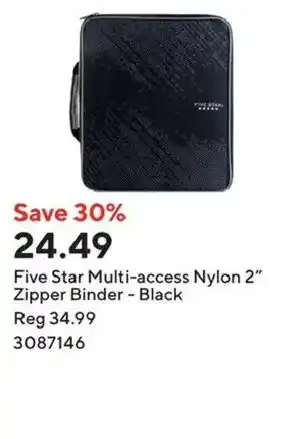 Five Star Multi-access Nylon 2" Zipper Binder - Black