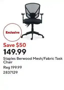 Staples Staples Berwood Mesh/Fabric Task Chair offer
