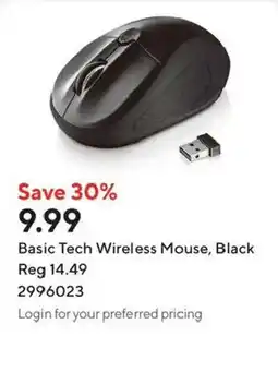 Staples Basic Tech Wireless Mouse, Black offer