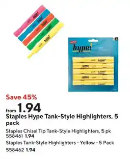 Staples Staples Hype Tank-Style Highlighters offer