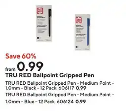 Staples Tru red ballpoint gripped pen offer