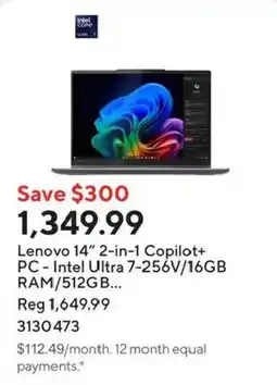 Staples Lenovo 14" 2-in-1 Copilot+ PC offer