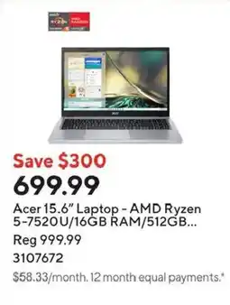 Staples Acer 15.6" Laptop offer
