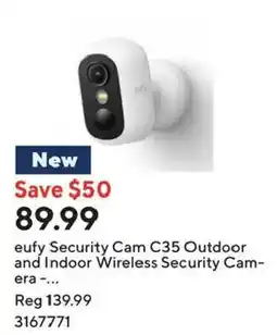 Staples eufy Security Cam C35 Outdoor and Indoor Wireless Security Camera offer
