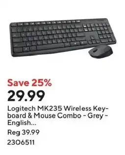 Staples Logitech MK235 Wireless Keyboard & Mouse Combo - Grey - English offer