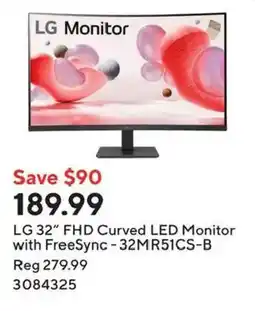 Staples LG 32" FHD Curved LED Monitor with FreeSync - 32MR51CS-B offer
