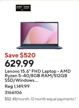 Staples Lenovo 15.6" FHD Laptop offer
