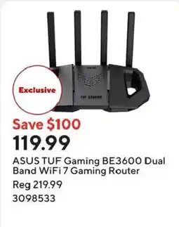 Staples Asus tuf gaming be3600 dual band wifi 7 gaming router offer