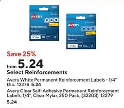 Staples Avery Select Reinforcements offer