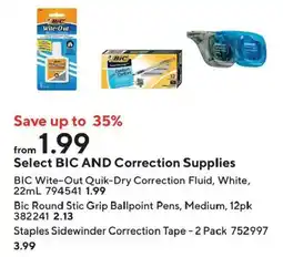 Staples Bic select correction supplies offer