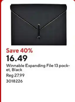 Staples Winnable Expanding File 13 pocket, Black offer