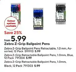 Staples Zebra Z-Grip Ballpoint Pens offer