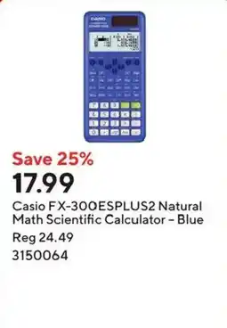 Staples Casio FX-300ESPLUS2 Natural Math Scientific Calculator - Blue offer