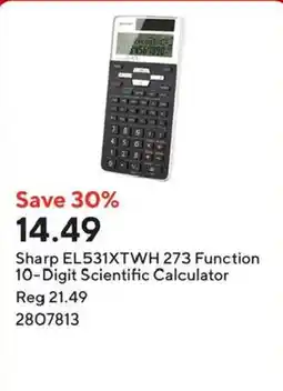 Staples Sharp EL531XTWH 273 Function 10-Digit Scientific Calculator offer