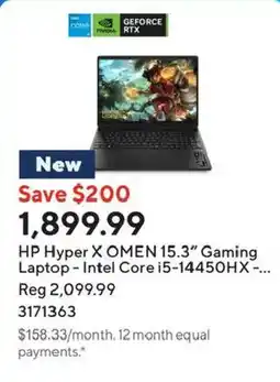 Staples Hp hyper x omen 15.3" gaming laptop offer
