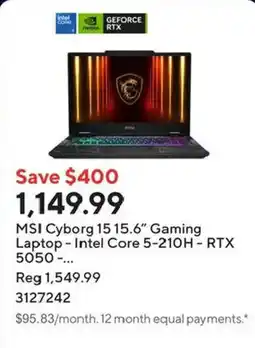 Staples msi cyborg 15 15.6" gaming laptop - intel core 5-210h - rtx 5050 -.. offer
