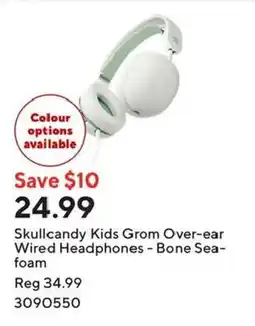 Staples Skullcandy Kids Grom Over-ear Wired Headphones - Bone Sea-foam offer