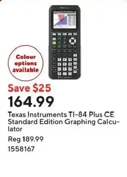 Staples Texas Instruments TI-84 Plus CE Standard Edition Graphing Calculator offer