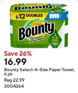 Staples Bounty Select-A-Size Paper Towel offer