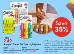 Staples Sharpie Chisel Tip Tank Highlighters offer