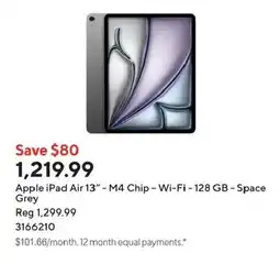Staples Apple iPad Air 13" - M4 Chip - Wi-Fi - 128 GB - Space Grey offer