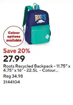 Staples Roots Recycled Backpack offer