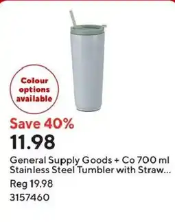 Staples General Supply Goods + Co Stainless Steel Tumbler offer