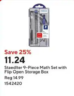 Staples Staedtler 9-Piece Math Set with Flip Open Storage Box offer