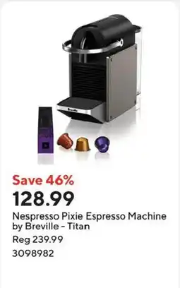 Staples Nespresso Pixie Espresso Machine by Breville - Titan offer