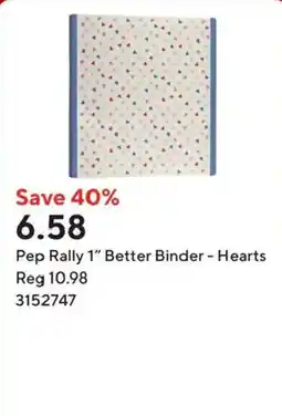 Staples Pep Rally 1" Better Binder - Hearts offer