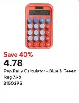 Staples Pep Rally Calculator - Blue & Green offer