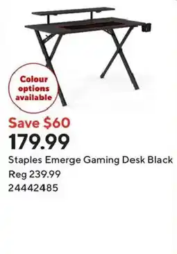 Staples Staples Emerge Gaming Desk Black offer