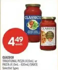 Shoppers Drug Mart Classico traditional pizza or pasta sauce offer