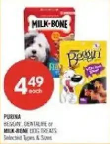 Shoppers Drug Mart Purina Begoin, Dentalife or Milk-Bone dog treats offer
