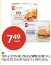 Shoppers Drug Mart PC thick & crispy breaded chicken burgers offer