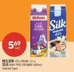 Shoppers Drug Mart Neilson 18% cream or Silk dairy free creamer offer