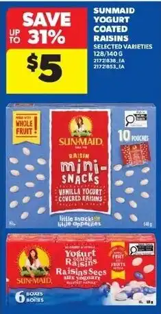 Real Canadian Superstore Sun-Maid yogurt coated raisins offer