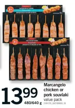Fortinos Marcangelo chicken or pork souvlaki offer