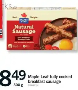 Fortinos Maple Leaf natural breakfast sausage offer